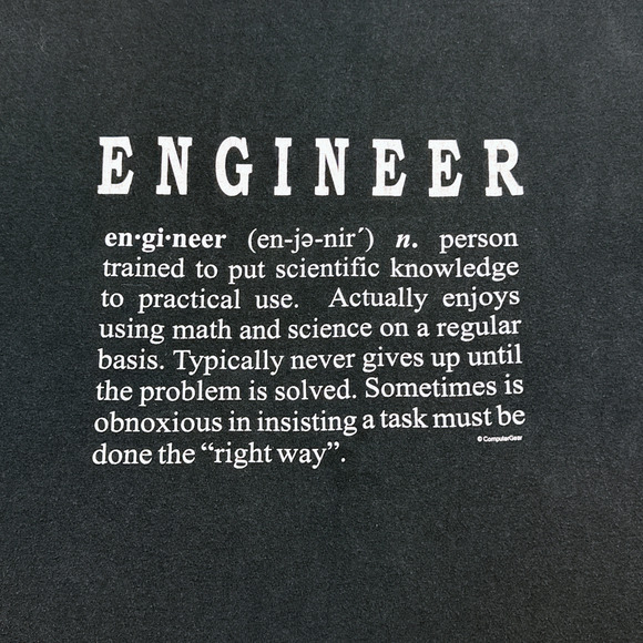 Vintage Engineer Shirt Adult LARGE Black Math Science Problem Solver Definition - Picture 2 of 6